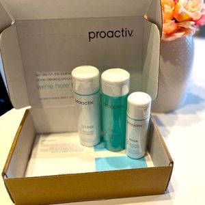 Brand new, factory sealed Proactiv set with cleanser, toner, and repair.